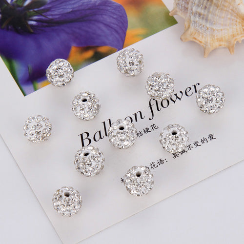 Hot 20Pcs 8 10mm Rhinestones Round Loose Beads For Bracelet Earrings DIY Crystal Ball Jewelry Making