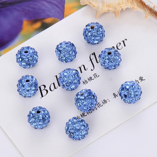 Hot 20Pcs 8 10mm Rhinestones Round Loose Beads For Bracelet Earrings DIY Crystal Ball Jewelry Making