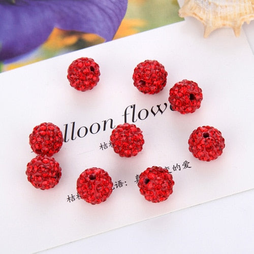 Hot 20Pcs 8 10mm Rhinestones Round Loose Beads For Bracelet Earrings DIY Crystal Ball Jewelry Making