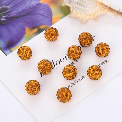 Hot 20Pcs 8 10mm Rhinestones Round Loose Beads For Bracelet Earrings DIY Crystal Ball Jewelry Making