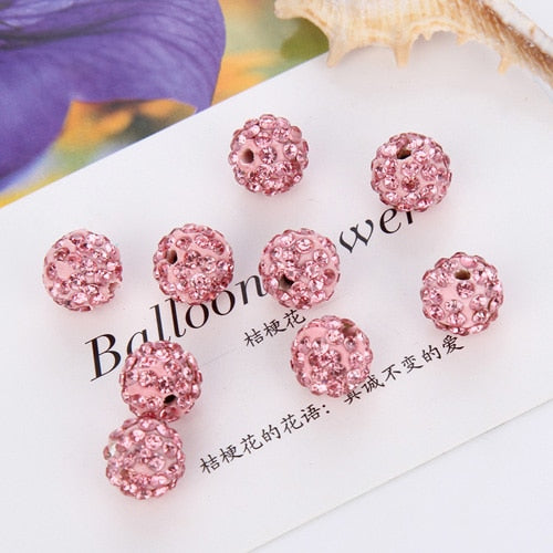 Hot 20Pcs 8 10mm Rhinestones Round Loose Beads For Bracelet Earrings DIY Crystal Ball Jewelry Making