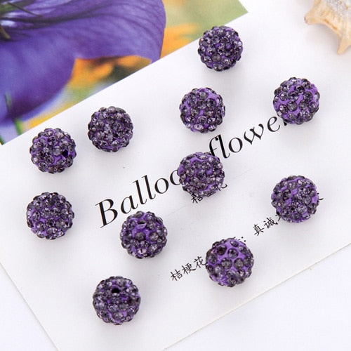 Hot 20Pcs 8 10mm Rhinestones Round Loose Beads For Bracelet Earrings DIY Crystal Ball Jewelry Making