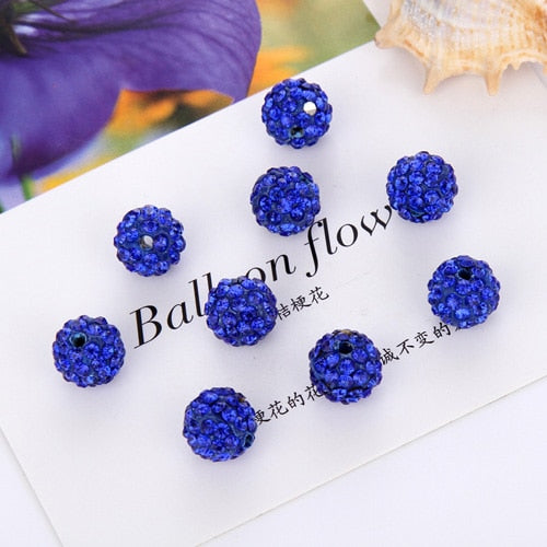 Hot 20Pcs 8 10mm Rhinestones Round Loose Beads For Bracelet Earrings DIY Crystal Ball Jewelry Making