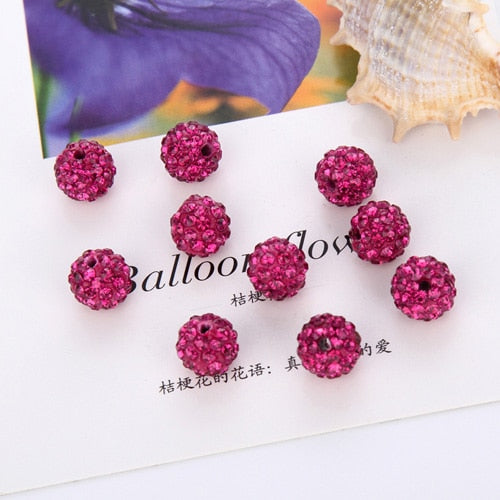 Hot 20Pcs 8 10mm Rhinestones Round Loose Beads For Bracelet Earrings DIY Crystal Ball Jewelry Making