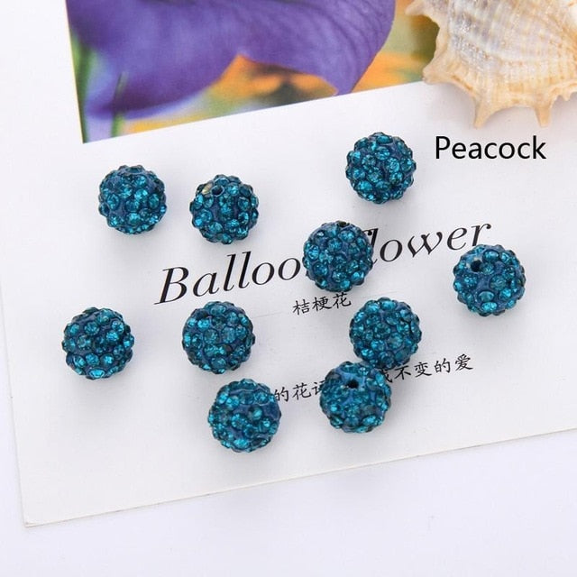Hot 20Pcs 8 10mm Rhinestones Round Loose Beads For Bracelet Earrings DIY Crystal Ball Jewelry Making