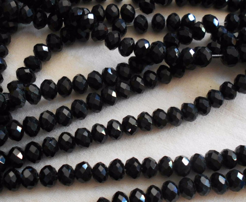 Black Color 8mm 70pcs Rondelle Austria faceted Crystal Glass Beads Loose Spacer Round Beads for Jewelry Making