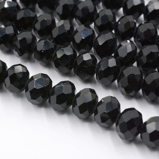 Black Color 8mm 70pcs Rondelle Austria faceted Crystal Glass Beads Loose Spacer Round Beads for Jewelry Making
