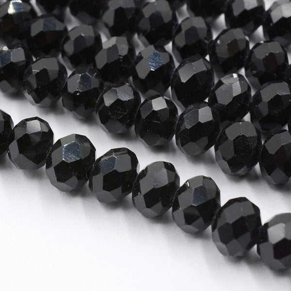 Black Color 8mm 70pcs Rondelle Austria faceted Crystal Glass Beads Loose Spacer Round Beads for Jewelry Making