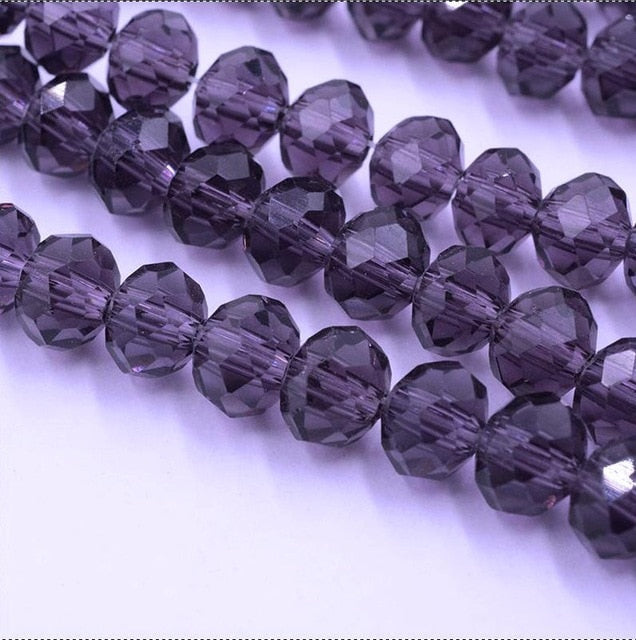 Black Color 8mm 70pcs Rondelle Austria faceted Crystal Glass Beads Loose Spacer Round Beads for Jewelry Making