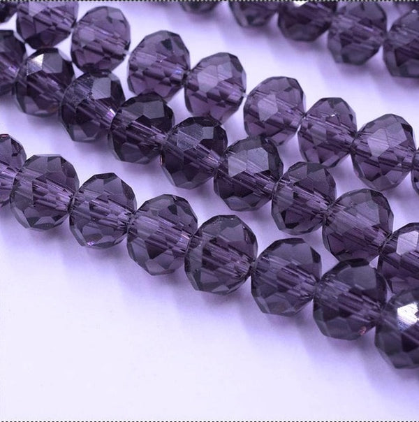 Black Color 8mm 70pcs Rondelle Austria faceted Crystal Glass Beads Loose Spacer Round Beads for Jewelry Making