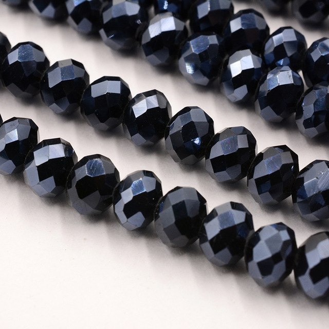 Black Color 8mm 70pcs Rondelle Austria faceted Crystal Glass Beads Loose Spacer Round Beads for Jewelry Making