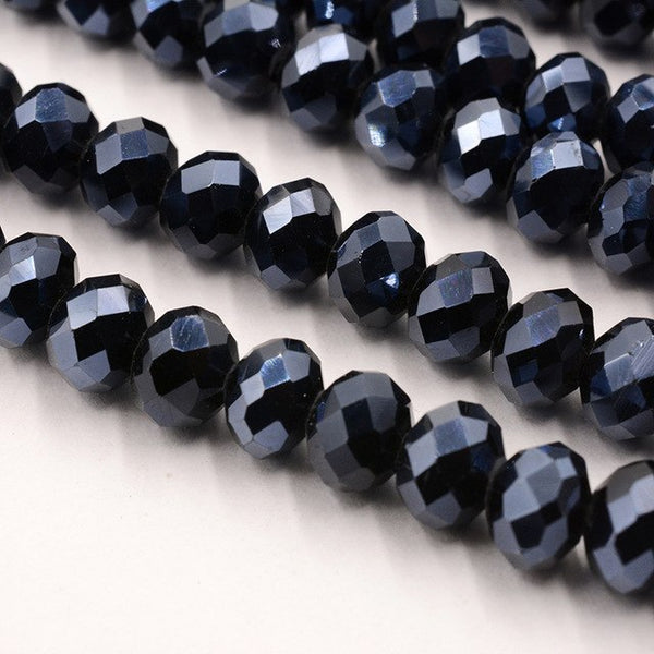 Black Color 8mm 70pcs Rondelle Austria faceted Crystal Glass Beads Loose Spacer Round Beads for Jewelry Making