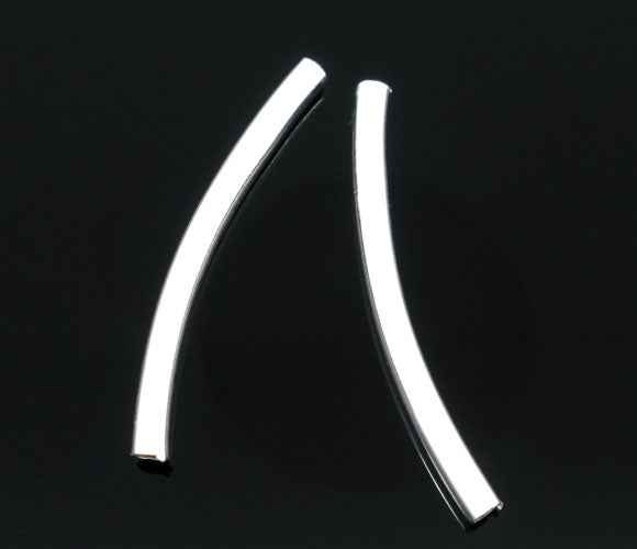 DoreenBeads Copper Spacer Beads Tubes Silver Plated Color Plated About 30mm(1 1/8") x 2.5mm( 1/8"), Hole:Approx 2mm, 20 PCs