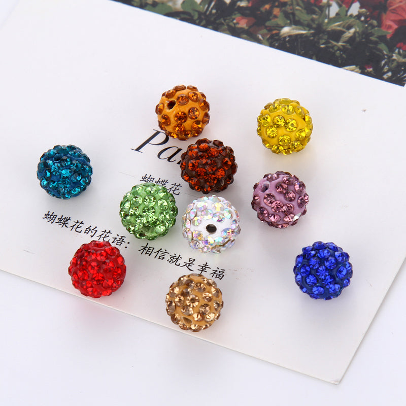 Hot sell 20 piece/lot 10mm 8mm DIY Jewelry Making   Disco Round Ball Crystal Rhinestones Loose Spacer Charm Beads for