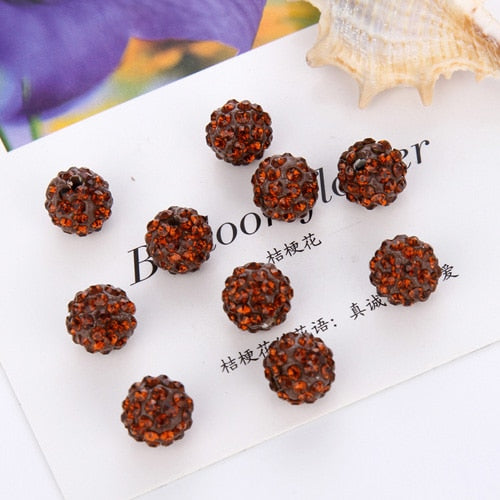 Hot sell 20 piece/lot 10mm 8mm DIY Jewelry Making   Disco Round Ball Crystal Rhinestones Loose Spacer Charm Beads for