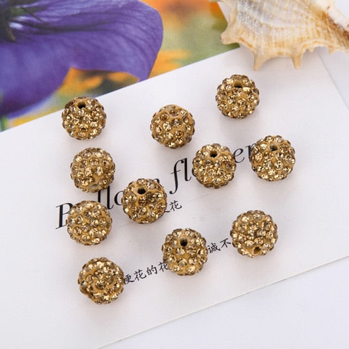 Hot sell 20 piece/lot 10mm 8mm DIY Jewelry Making   Disco Round Ball Crystal Rhinestones Loose Spacer Charm Beads for