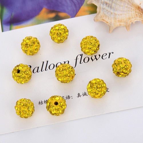 Hot sell 20 piece/lot 10mm 8mm DIY Jewelry Making   Disco Round Ball Crystal Rhinestones Loose Spacer Charm Beads for