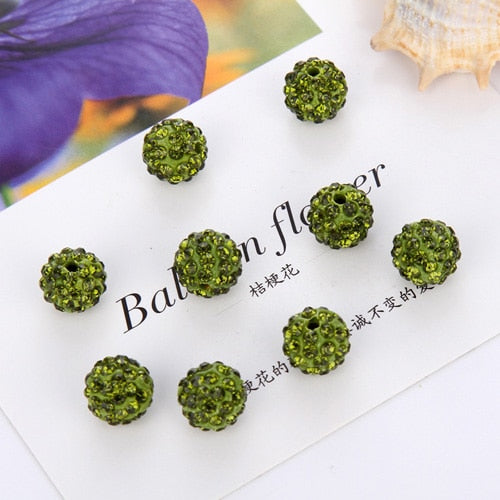 Hot sell 20 piece/lot 10mm 8mm DIY Jewelry Making   Disco Round Ball Crystal Rhinestones Loose Spacer Charm Beads for