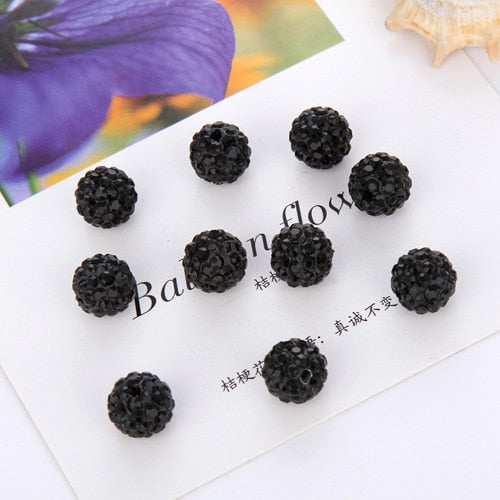 Hot sell 20 piece/lot 10mm 8mm DIY Jewelry Making   Disco Round Ball Crystal Rhinestones Loose Spacer Charm Beads for
