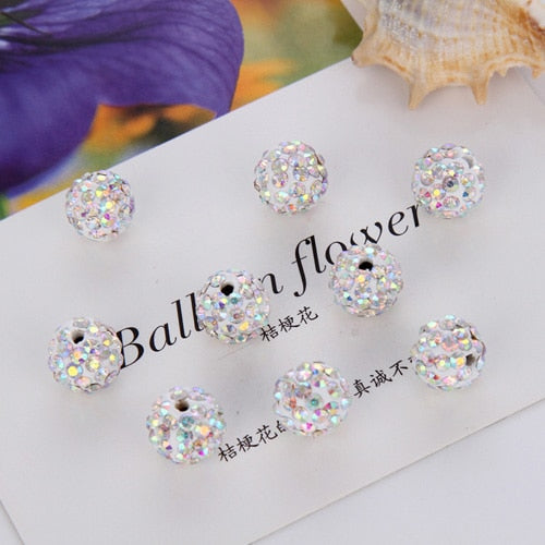 Hot sell 20 piece/lot 10mm 8mm DIY Jewelry Making   Disco Round Ball Crystal Rhinestones Loose Spacer Charm Beads for