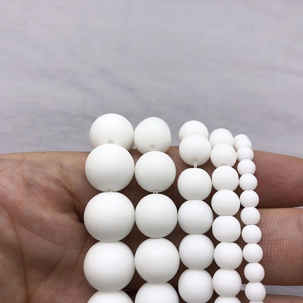 Frost White Ceramic Dull Polish Matte Round Spacer Loose Bead 4 6 8 10 12MM DIY Bracelet&Necklace