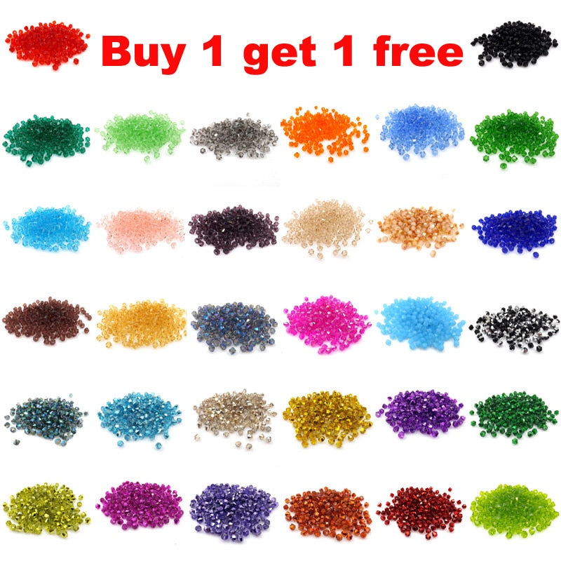 Buy 1 get 1 free #5301 3mm 100pcs Glass Crystals Beads Bicone Faceted Bead loose Spacer Beads DIY Jewelry Making U pick color